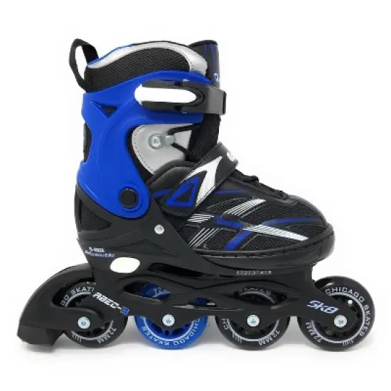Kids' Chicago Skates Adjustable Inline Skates - Black/Blue image {4}