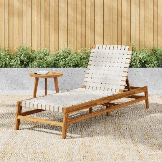 Christopher Knight Home Berywn Outdoor Acacia Wood Adjustable Chaise Lounge with Rope Seat image {12}