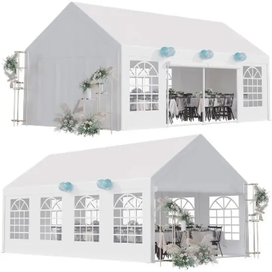 Party Tent Heavy Duty, Large Wedding Tent Event Shelter with Removable Sidewalls, Outdoor Steel Carport, Commercial Tents for Birthday Party image {9}