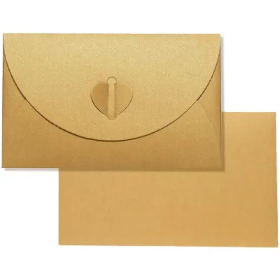 Juvale 24-Pack Craft Envelopes with Heart Clasps, Blank Postcard Included, Shimmer Gold, 6.8" x 4.3" image {4}