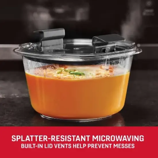 Rubbermaid 7c Brilliance Round Food Storage Container: Clear Plastic, Dishwasher-Safe, 7 Cp Capacity image {2}