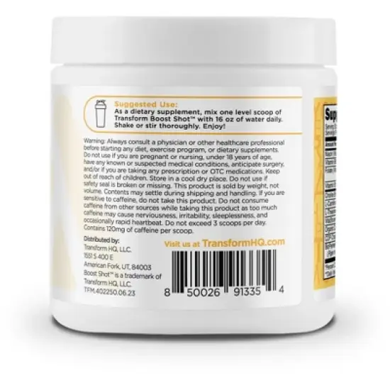 TransformHQ Boost Shot Energy Drink Mix - Peach Mango, 28 Servings image {2}