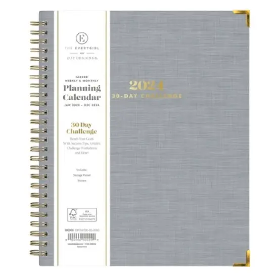 The Everygirl x Day Designer 2024 Planner Weekly/Monthly 7"x9" 30 Day Challenge Bookcloth Light Gray image {2}