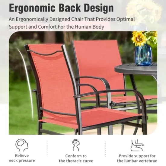 Captiva Designs 7pc Patio Dining Set with Slat-top Rectangle Table & Sling Fixed Dining Chairs image {14}