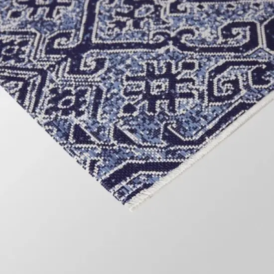 9'2"x12' Paisley Outdoor Rug Blue - Threshold&trade;: Weather-Resistant Traditional Area, Woven Polypropylene image {3}