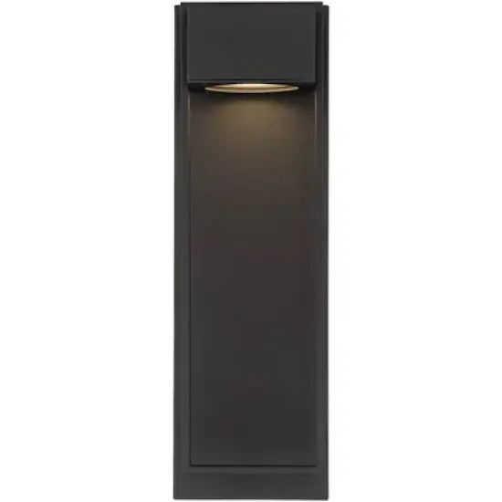 Possini Euro Design Modern Outdoor Wall Light LED Fixture Textured Black 16" Round Crystal Diffuser for Post Exterior House Porch image {5}