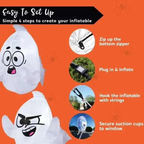 Joyfy 2 Packs Halloween Inflatable Ghost Outdoor Decoration, 2.6 FT Tall Scary Ghost Broke Out from Window for Halloween Outdoor Yard Garden Decor image {6}