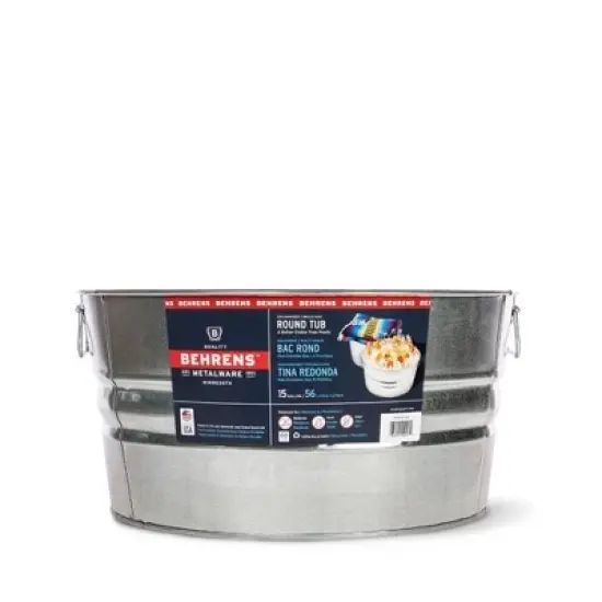 Behrens Multi-purpose Round Galvanized Steel Tub, 15 Gallons, Silver image {3}