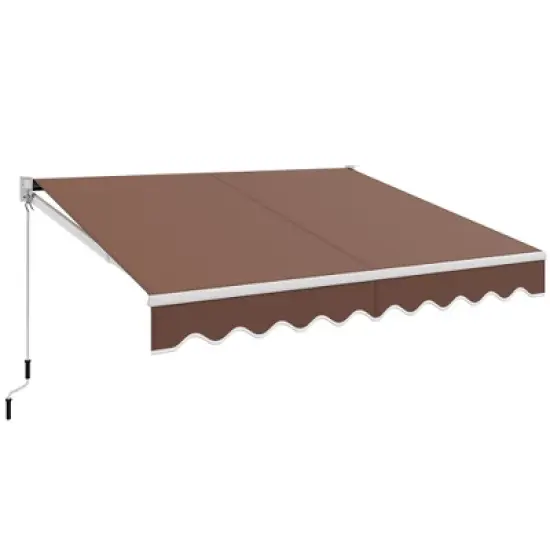 Costway 10' x 8.2' Retractable Awning Sunshade Shelter Manual Crank Handle Coffee image {9}