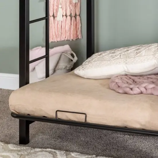 Twin Over Futon Analise Metal Bunk Bed Black - Saracina Home image {7}