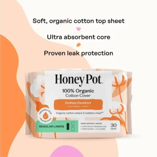 The Honey Pot Company 100% Organic Cotton Comfort Cover Regular Liners - 30ct image {3}