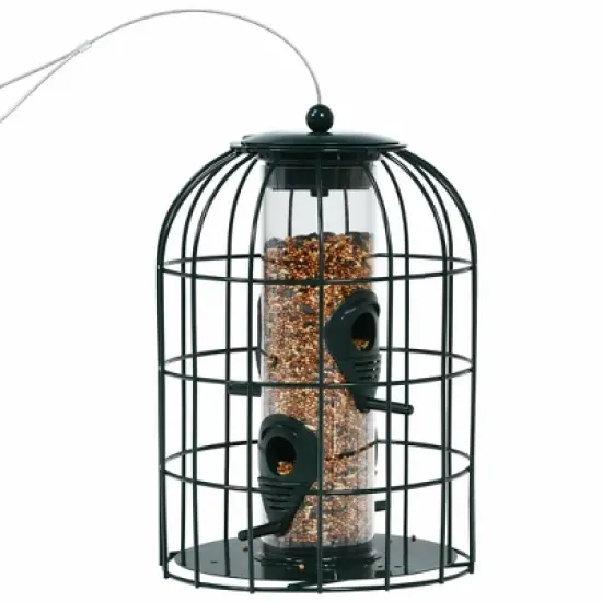 Costway Squirrel-proof Caged Tube Wild Bird Feeder Outdoor Metal Seed Guard Deterrent image {4}
