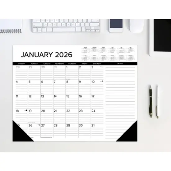 Willow Creek Press 22"x17" 2026 Black and White with Lines Large Monthly Deskpad image {5}