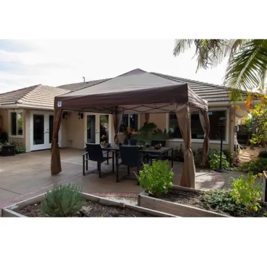 Z- Shade 10Ft x 10Ft Lawn and Garden Outdoor Portable Canopy w/ Skirts, Tan & Durable Plastic Circular 5 Pound Canopy Tent Leg Weight Plates, Set of 4 image {4}