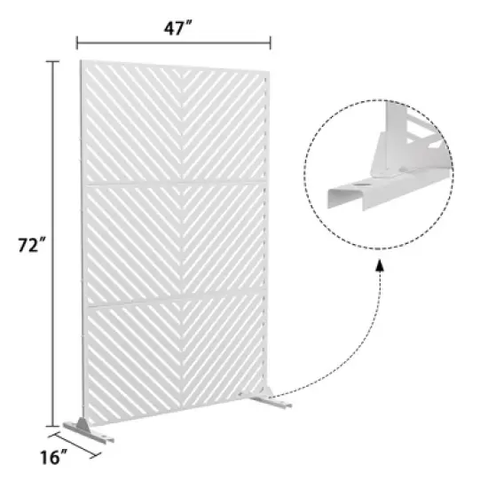PexFix 72 in. x 47 in. Outdoor Metal Privacy Screen Garden Fence in Arrows Pattern in White image {4}