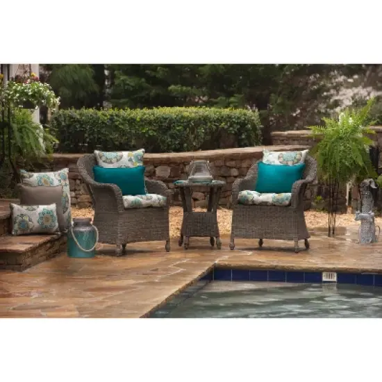 Allodala 2-Piece Outdoor Wicker Seat Cushion Set - Blue - Pillow Perfect image {1}