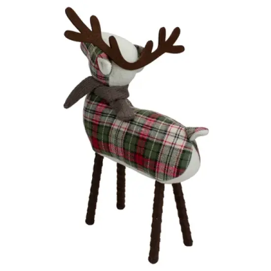 Northlight Standing Plaid Reindeer Christmas Decoration - 13.5" - Red, Green and Brown image {4}
