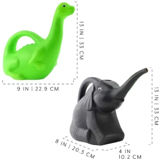 Cornucopia Brands Elephant & Dinosaur Watering Cans, 2pc Set; Kids' Novelty Animal Watering Cans image {2}