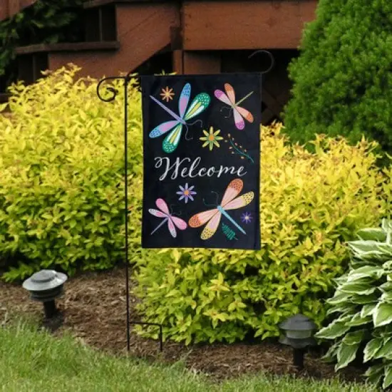 Colorful Dragonflies Spring Burlap Garden Flag Welcome 12.5"x18" Briarwood Lane image {3}