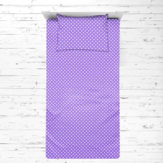 Bacati - Lilac Pin Dots 3 pc Toddler Bed Sheet Set image {4}