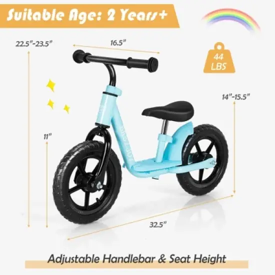 Babyjoy 11'' Kids Balance Bike w/ Footrest No Pedal Toddler Training Bike White\Blue\Black image {3}