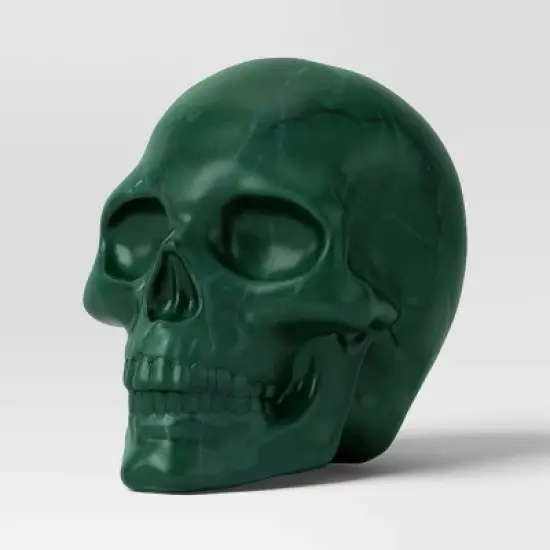 Plastic Skull Figurine - Hyde and EEK! Boutique&trade; Rich Dark Green image {2}