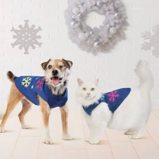 Snowflakes Dog and Cat Sweater Knit - Wondershop&trade; Navy Blue image {4}