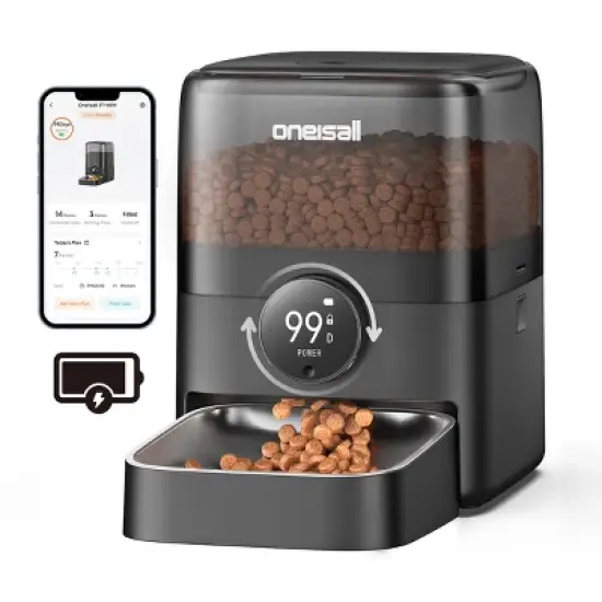 Oneisall PF06 WiFi Dog and Cat Feeder - 3L, 100-Day Battery, App Control for Large Kibble image {9}