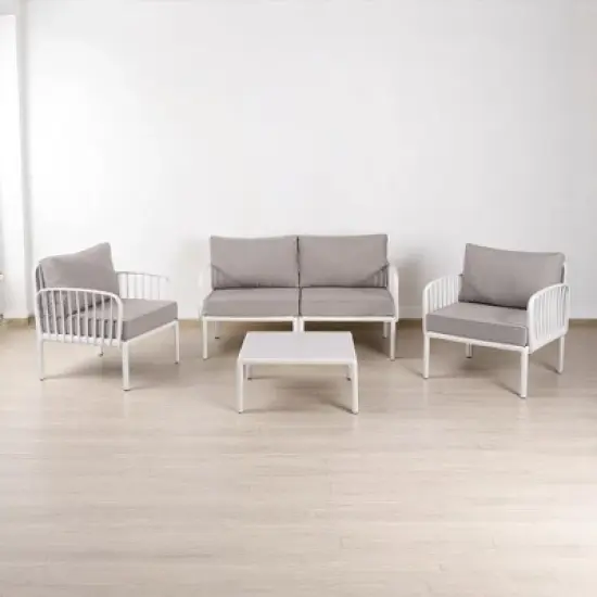 5-Piece Outdoor Plastic Sofa Set with Cushions and Coffee Table &acirc;&acirc;&sbquo;?Modular Sectional Furniture for Patio, Garden, or Balcony image {9}