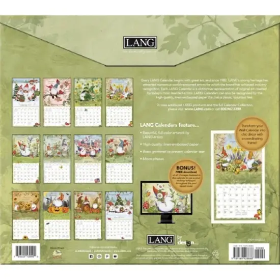 Lang 2024 Wall Calendar 24"x12" Gnome Sweet Gnome image {2}