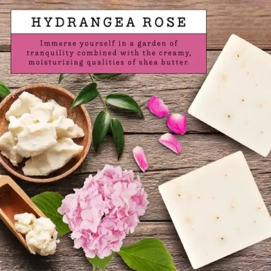 Handmade Goat Milk Soap Made in USA with Organic Shea Butter - Hydrangea Rose Scent - Goats Milk Soap Bar, 3 Pack image {4}