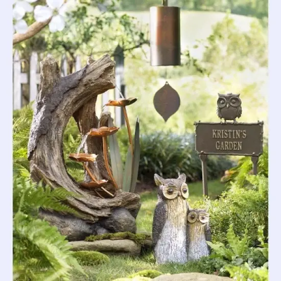 Wind & Weather Realistic Indoor/Outdoor Woodland Stump Fountain with Metal Lily Pads image {2}