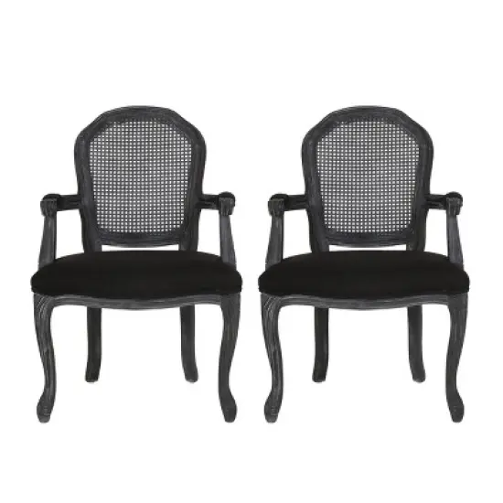 2pk Mina French Country Wood and Cane Upholstered Dining Chairs - Christopher Knight Home image {12}