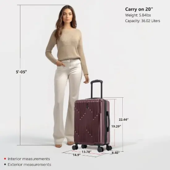 InUSA Drip Lightweight Hardside Carry On Spinner Suitcase - Wine image {6}