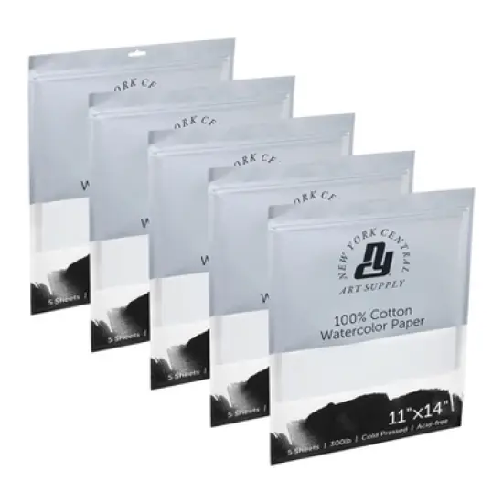 New York Central Watercolor Paper Sheets, 11x14 Inch, 300lb Cold Press, Pack of 25 - Professional Grade, Acid-Free, Archival, Superior Surface image {6}