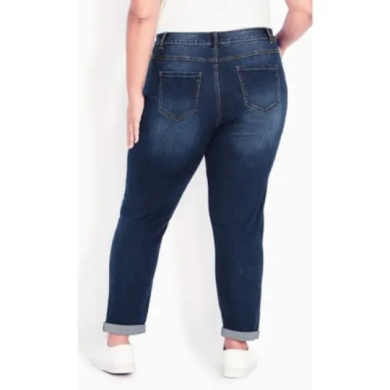 Women's Plus Size Stretch Girlfriend Jean Mid Wash - average | AVENUE image {1}