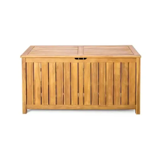 Christopher Knight Home Asai Outdoor Patio 100 Gallon Acacia Wood Deck Storage Box Teak image {8}