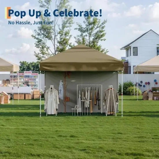 GustoWave 10 X 10ft Pop-Up Canopy with 4 Removable Sidewalls for Camping image {4}