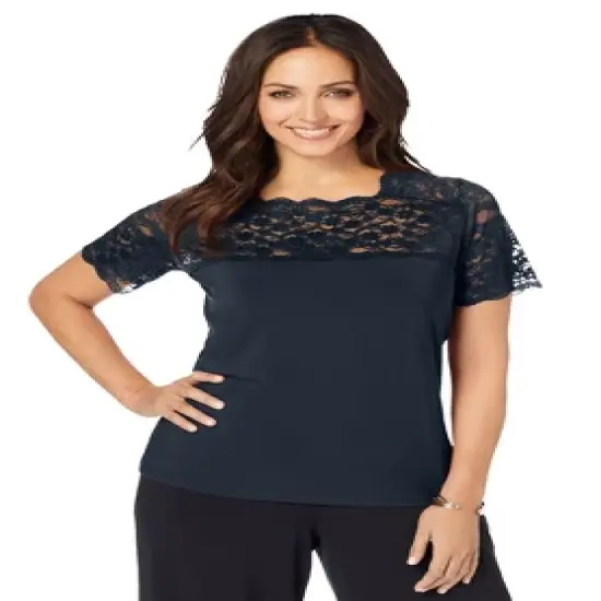 Jessica London Women&rsquo;s Plus Size Lace Neckline Top image {5}