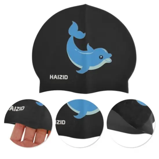 Unique Bargains Kid's Silicone Cartoon Dolphin Swim Cap 1 Pc image {2}