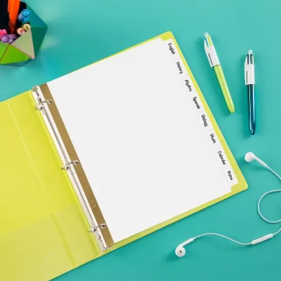 Avery Big Tab Write & Erase Paper Dividers with Gold Reinforcement, 8-Tab Set, White, 6 Sets (21213) image {6}