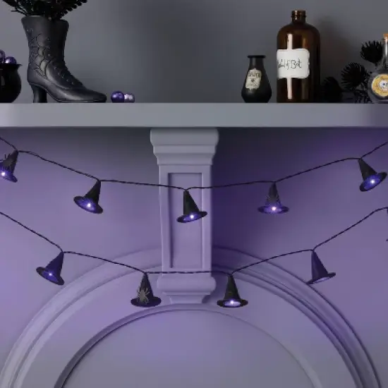 20ct Fabric Witch Hats Halloween Indoor/Outdoor Novelty String Light with Purple LEDs - Hyde and EEK! Boutique&trade; image {1}