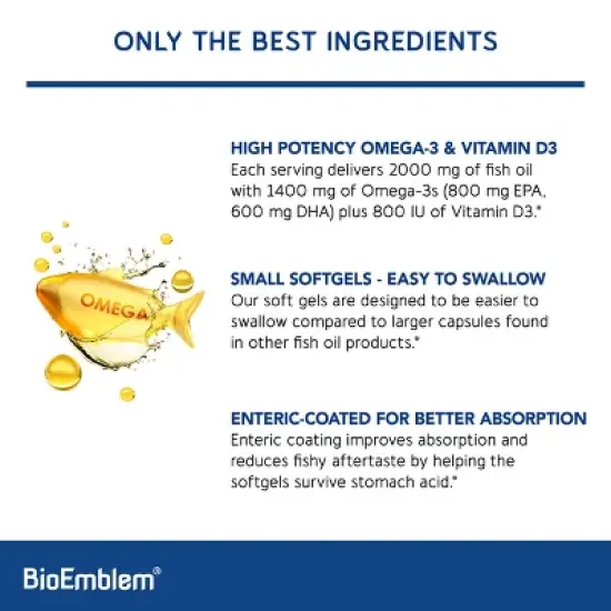 BioEmblem Omega-3 Fish Oil 2000mg 120 ct image {1}