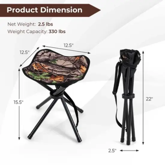 Costway 2 Pack Folding Hunting Stool Lightweight Foldable Outdoor Stool Seat image {4}