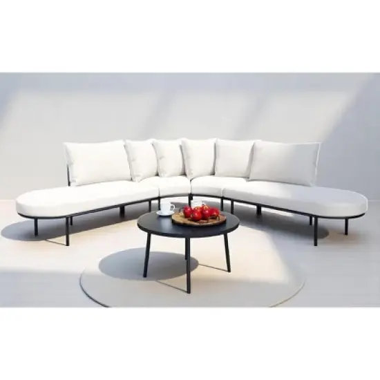 Mshliw Outdoor Patio Furniture Set - 6-Piece Modular Sectional Sofa with Coffee Table, Cushion&ndash;  Patio Seating for Garden, Backyard, Deck, Porch image {3}