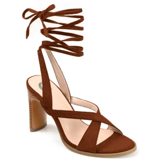 Journee Collection Womens Adalee Ankle Wrap Stacked Heel Sandals image {10}