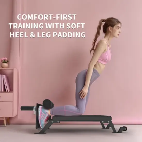 Nordic Curl Machine,Hamstring & Glute Bench Adjustable with Wheels, Nordic Bench for Home Gym image {4}