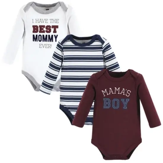 Hudson Baby Infant Boy Cotton Long-Sleeve Bodysuits, Mamas Boy image {5}