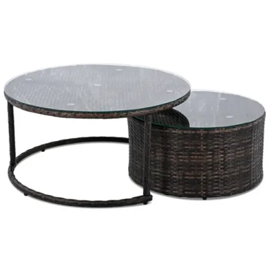 YOOCOZZ 9-Piece Half-Moon Patio Conversation Set - Modern Wicker Sofa image {5}