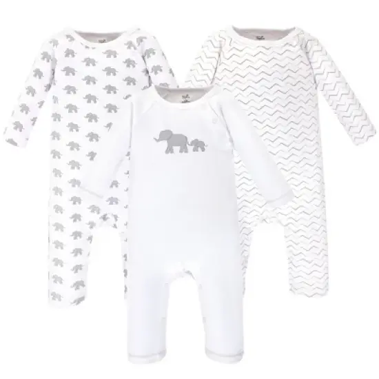 Touched by Nature Baby Organic Cotton Coveralls 3pk, Marching Elephant image {4}